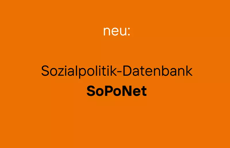 Banner mit der Beschriftung "neu: Sozialpolitik-Datenbank SoPoNet"