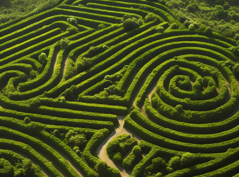 Ein Labyrinth aus der Vogelperspektive