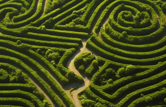 Ein Labyrinth aus der Vogelperspektive